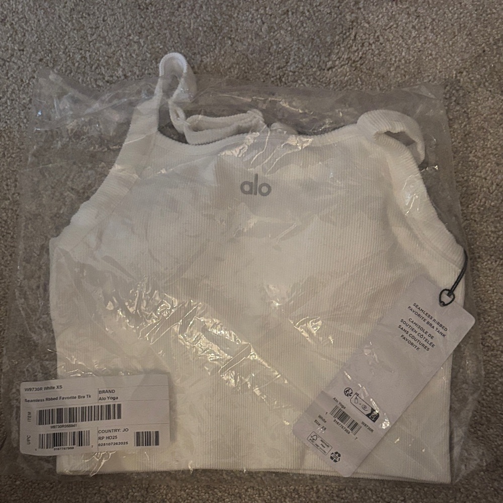 ALO Yoga White Ribbed Tank Top